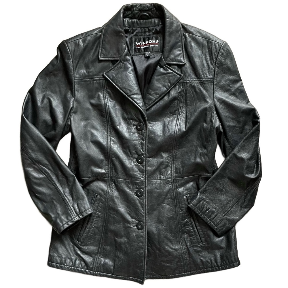 Wilson’s Leather Black Leather Blazer Jacket Large
